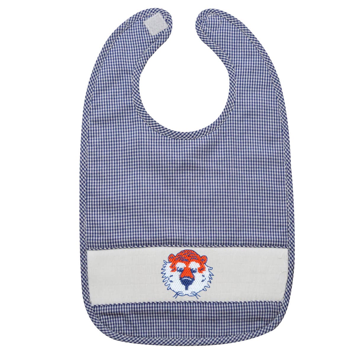 Aubie Smocked Navy Gingham Bib