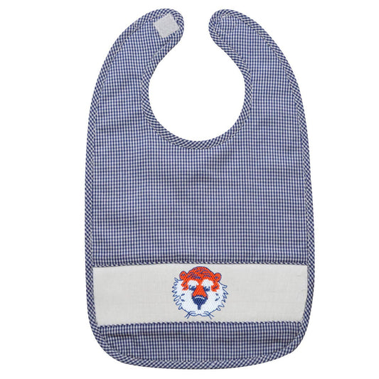 Aubie Smocked Navy Gingham Bib